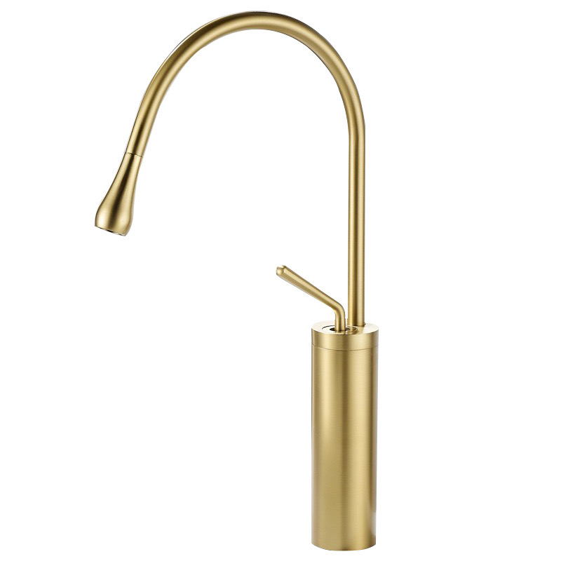 Basin faucet single handle hot and cold water purification 360 degree rotatable faucet brass material brushed gold
