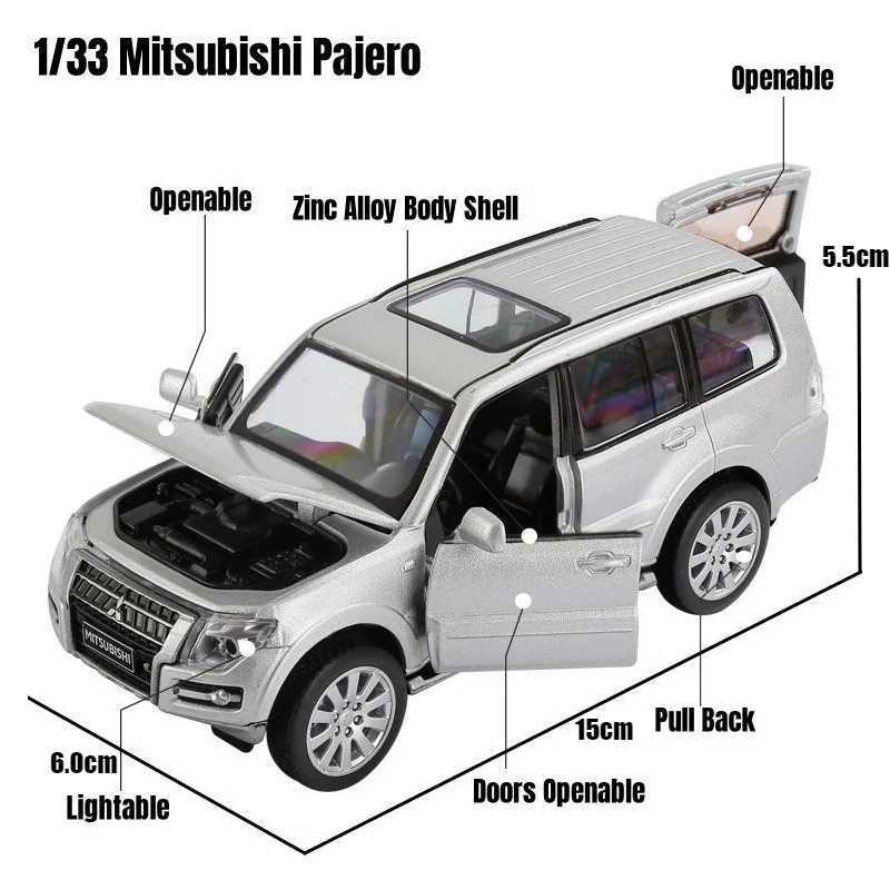 High Quality 1/32 Mitsubishi Pajero SUV Sport Mini Die Casting Alloy Toy Car Model Sound and Light Series Childrens Gift T241025