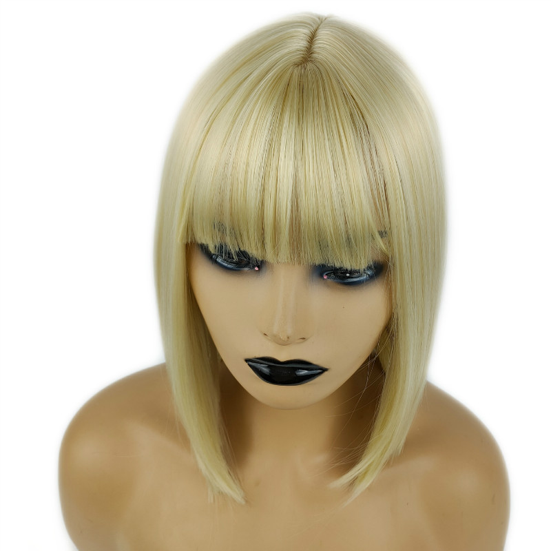 Wig women short straight bobo synthetic fiber wig women smooth straight