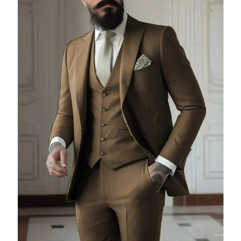 Light Green Suits Men 3 Pieces Wedding Wear Business Male Groom Dress Jacket Vest Pants Set Blazers Man Fahion 241025