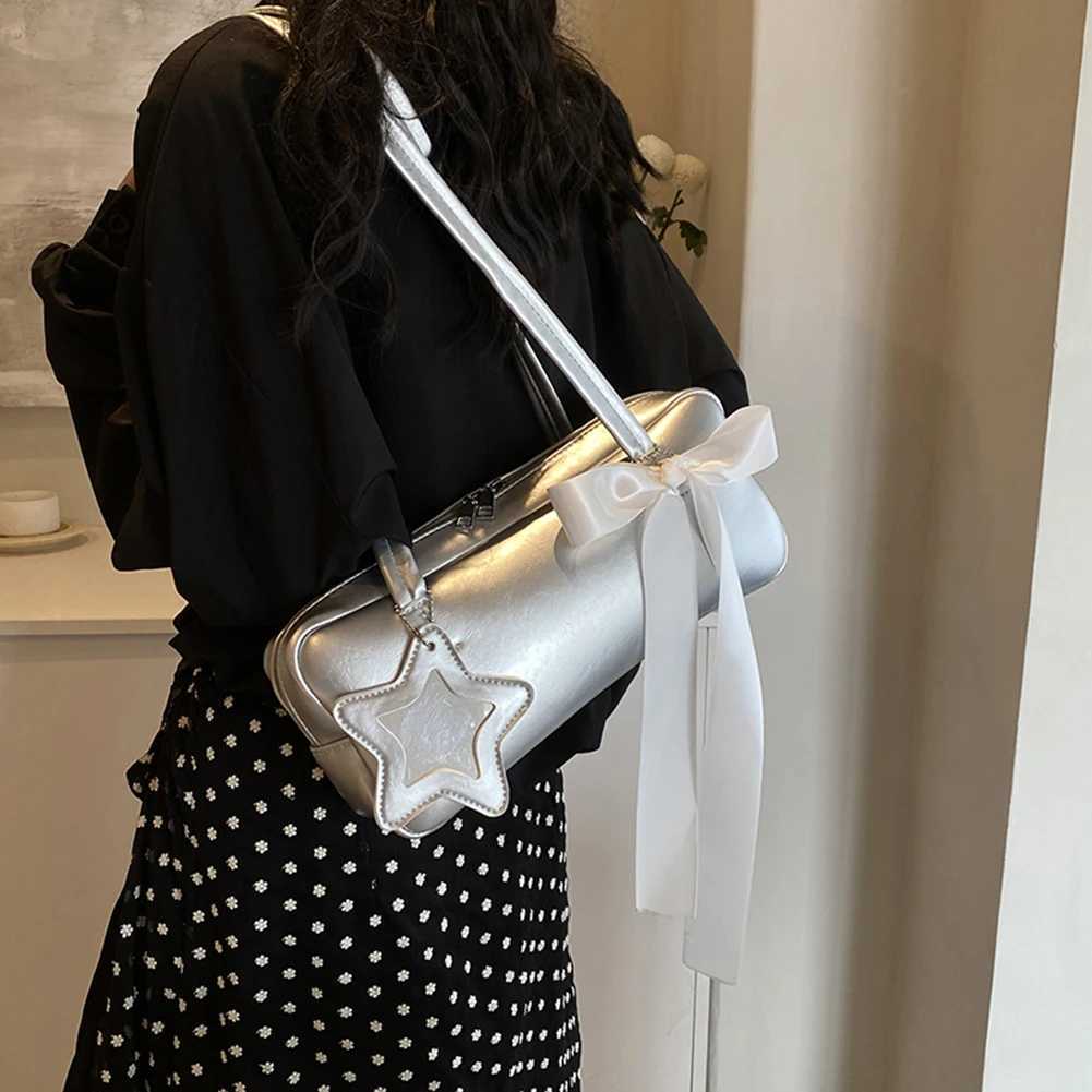 Fashion Womens High-end Bow Bag Casual Versatile Portable Large-capacity Storage Square Bag Korean Niche Shoulder Underarm Bag Y250603