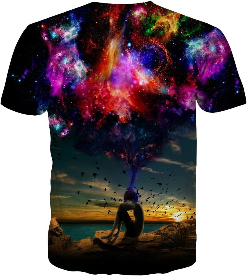 Mens T shirt Unisex 3D Print Shirts Colorful Space Graphic Tees for Men Women Teens tee Casual tops summer clothes