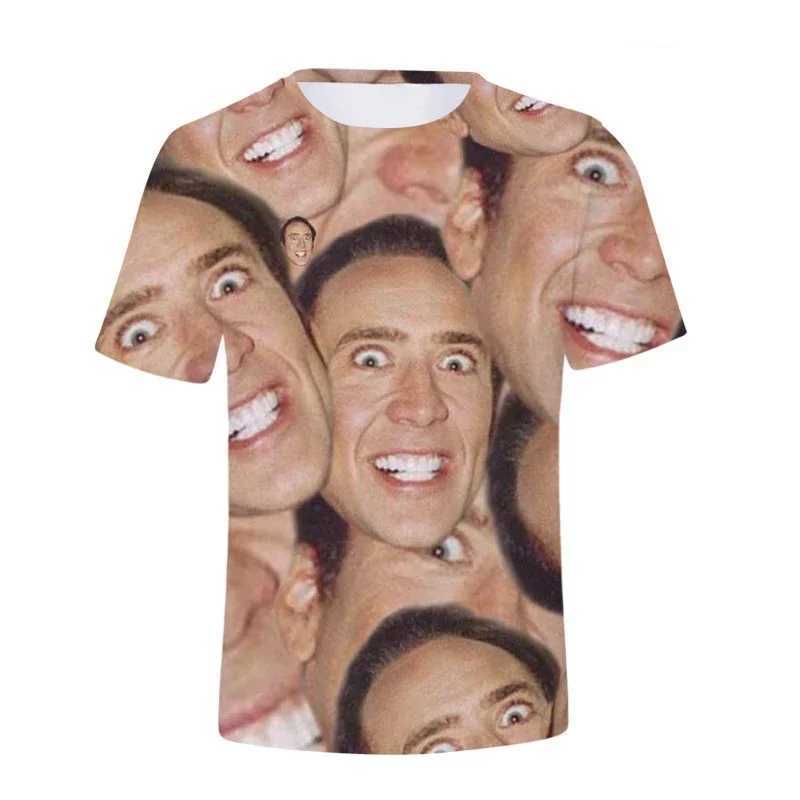 Funny Nicolas Cage Face Graphic T Shirt for Men Tee Shirts 3D Humor Fun Printing T-Shirt Fashion Cool Kids Tops Womens ClothingX241025
