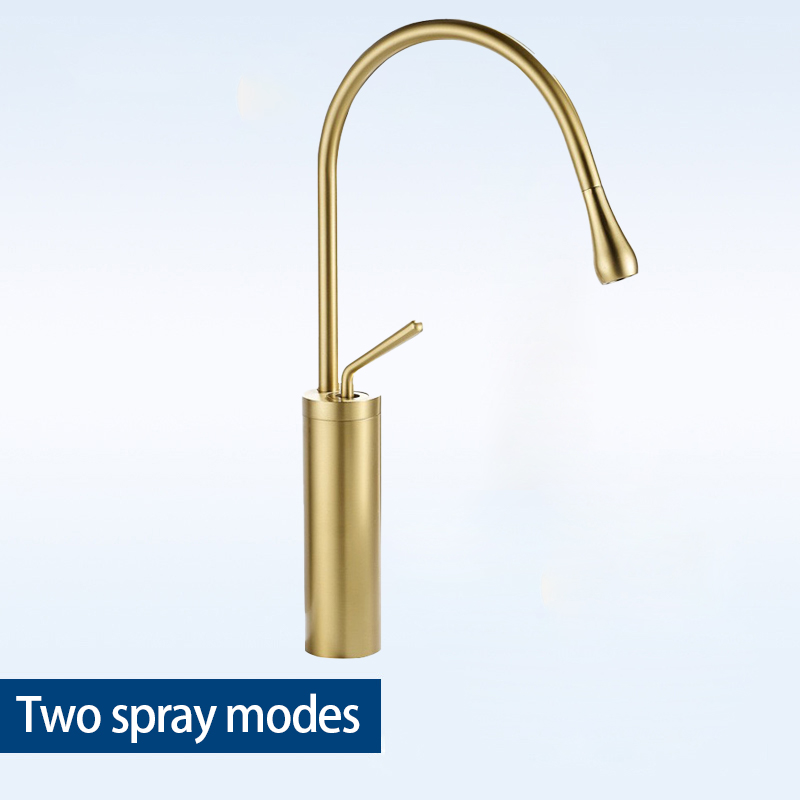 Basin faucet single handle hot and cold water purification 360 degree rotatable faucet brass material brushed gold