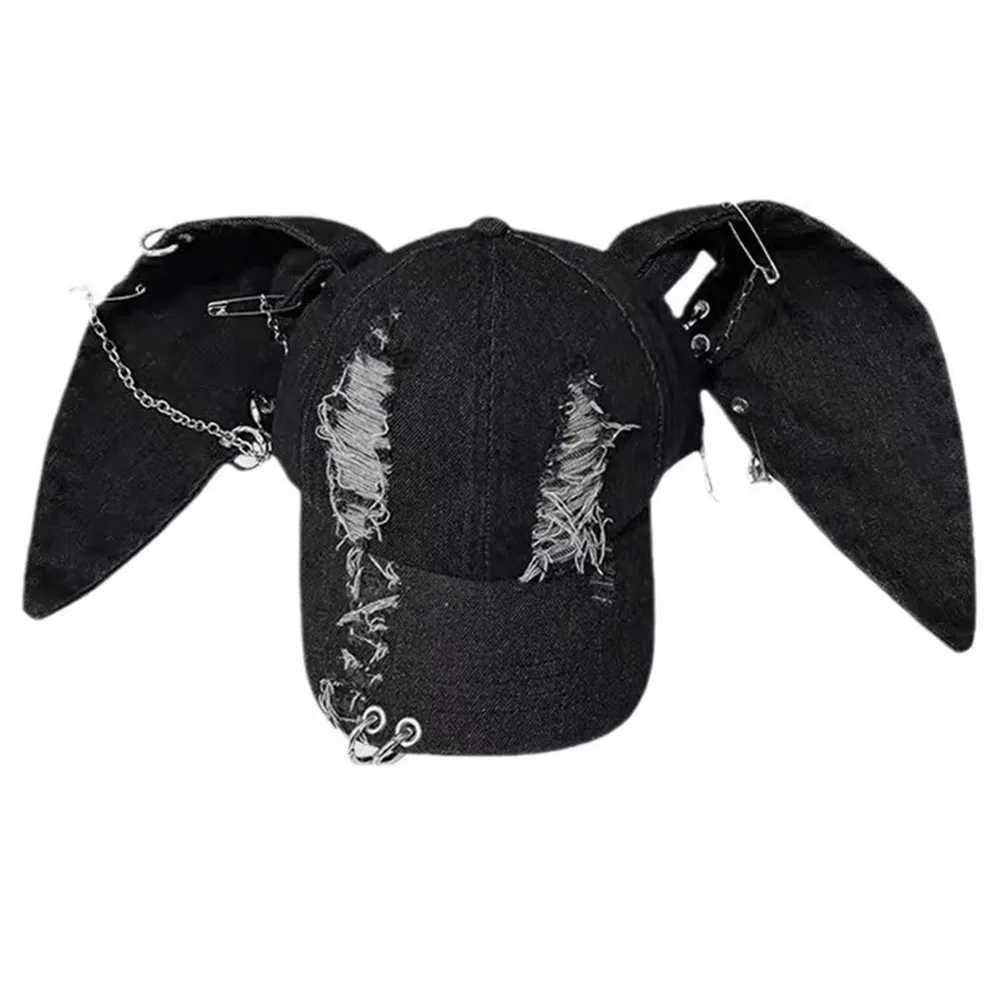 2024 New Fashion Girls New Jeans Long Rabbit Ears Cowboy Baseball Hat Washed Graffiti Hip Hop Hat Text Mens Party Team Baseball Hat X2410264