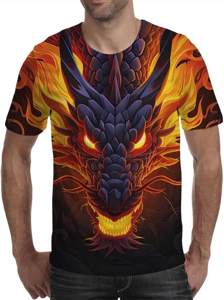 Mens T shirt 3D Print T-Shirts Funny Graphics Tees Crewneck Short Sleeve Tees for Mens Womens tee Casual tops summer clothes Fashionable and comfortab