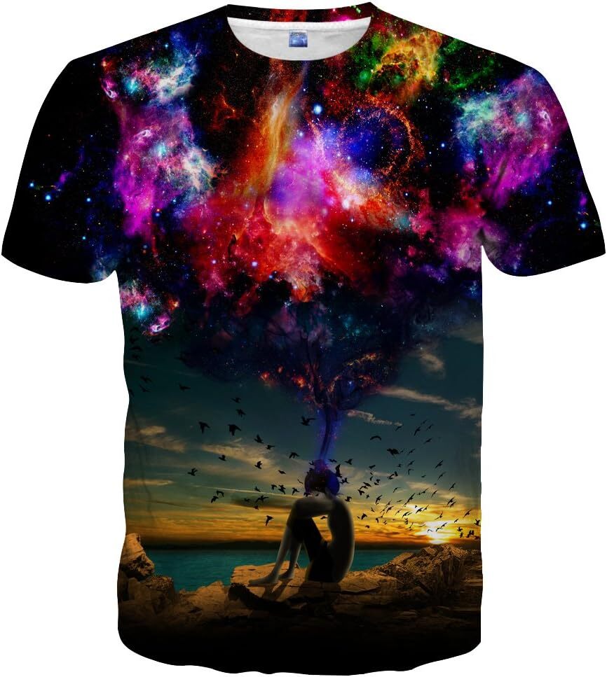 Mens T shirt Unisex 3D Print Shirts Colorful Space Graphic Tees for Men Women Teens tee Casual tops summer clothes