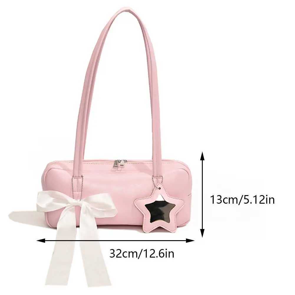 Fashion Womens High-end Bow Bag Casual Versatile Portable Large-capacity Storage Square Bag Korean Niche Shoulder Underarm Bag Y250603