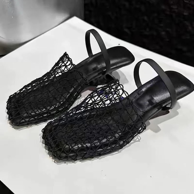 Strange Style Square Toe Womens Slippers Air Mesh Height Increase Fashion Solid Summer Coat Womens Shoes 2024 Arrival 241024