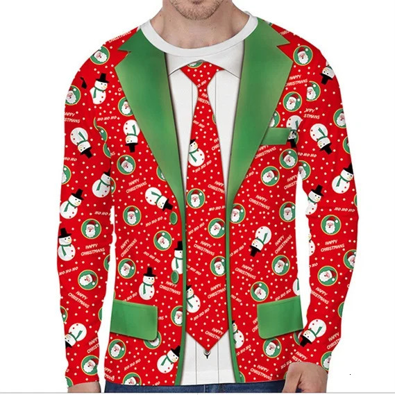 3D Print Christmas Funny Ugly Long Sleeve Tshirt For Men Women Novelty Casual Oversized Tee Shirts Top Clothes Mens In Shirt 241025