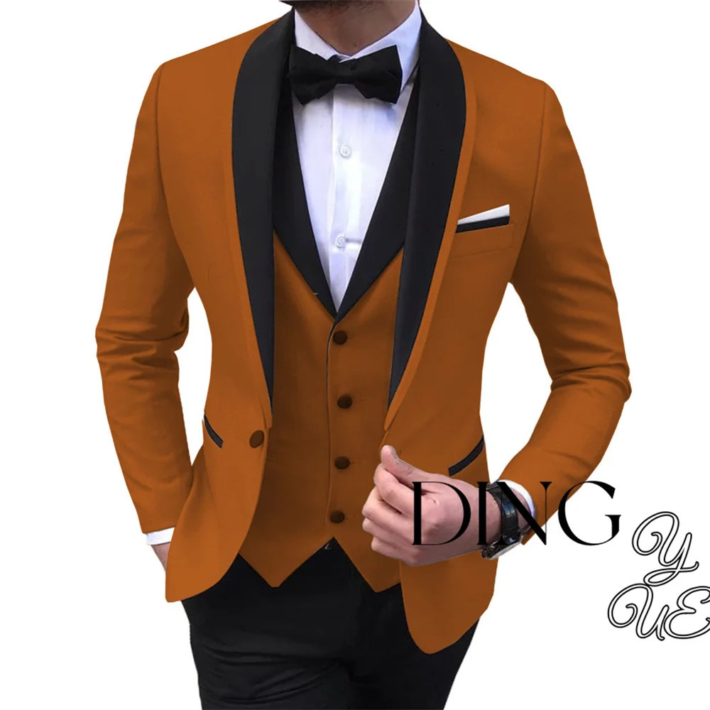 Classic Men Suits Custom Made Formal Suit One Button Wedding Groom slim fit Tuxedos terno JacketPantsVest 241025