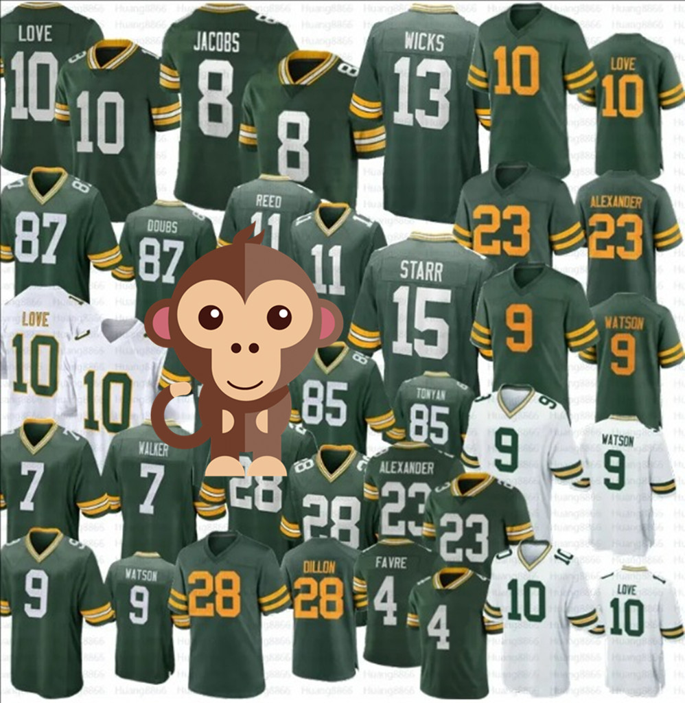 Josh Jacobs 10 Love Football Green Bays Packeres Jersey Xavier McKinney Watson Lukas Van Ness Jayden Reed Luke Musgrave Romeo Doubs Rashan Gary Wicks Brett Favre