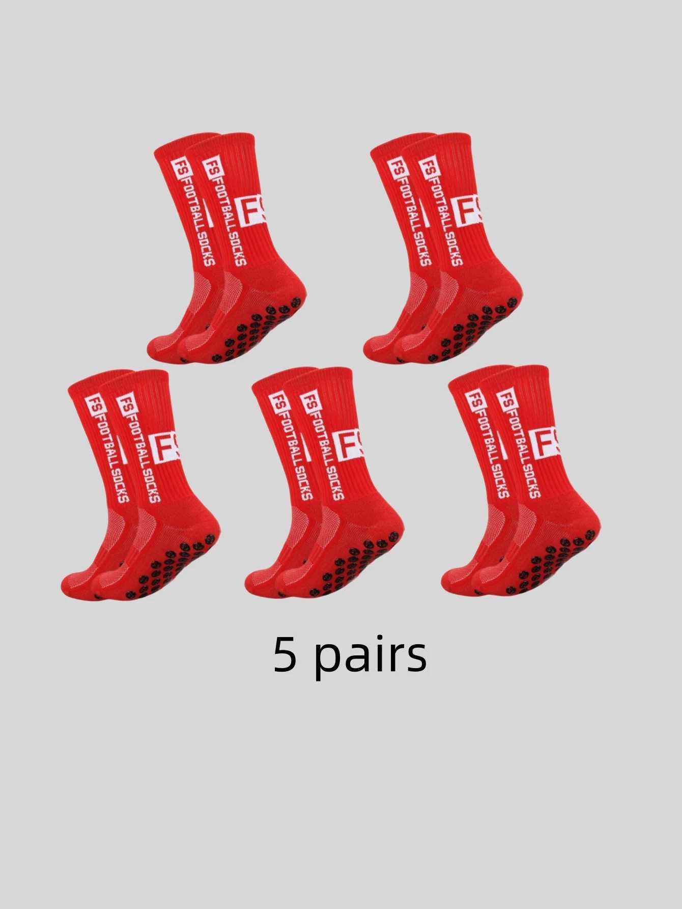 5 pairs of anti slip sweat proof and odor proof FS football socks with adhesive points W241025