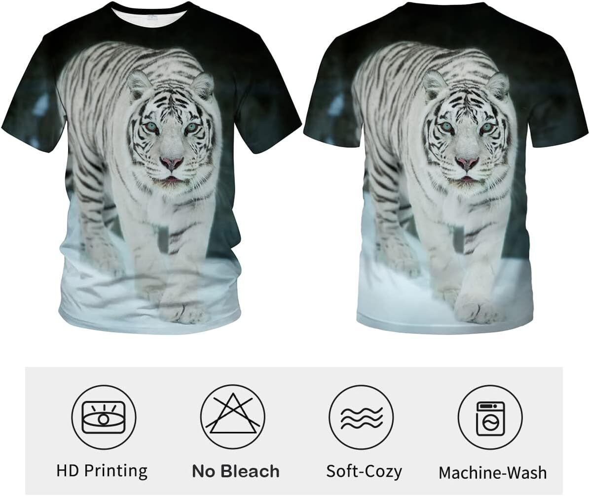 Mens T shirt Men's Tiger T-Shirt Summer Short Sleeve Tees Tops Fantasy Animal Theme Shirt Realistic Graphic Shirt tee Casual tops summer clothes 