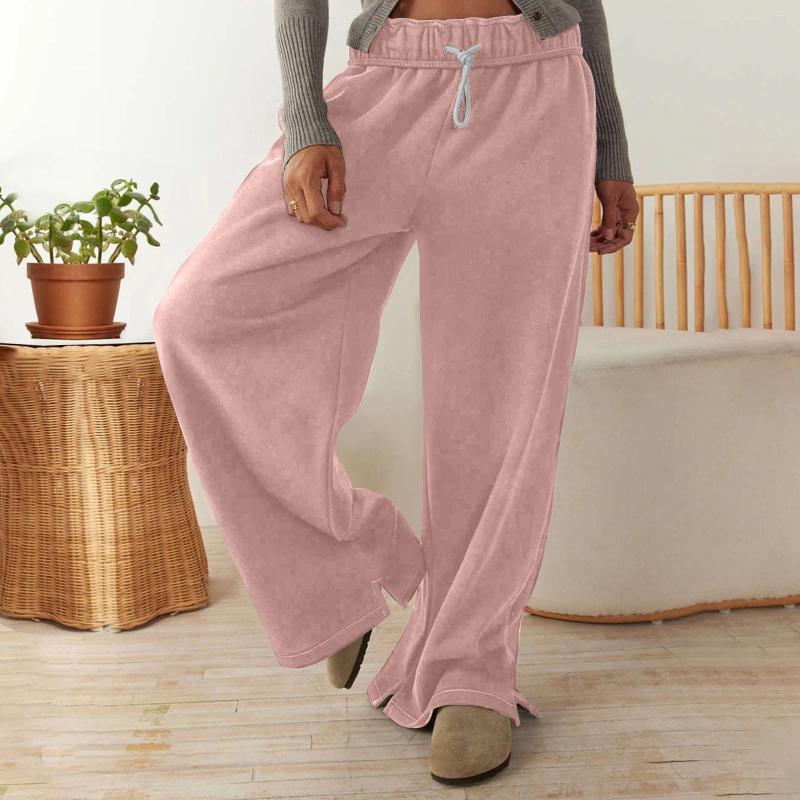 Women's Pants Wide Leg Sweatpants Women Fleece Drawstring Low Rise Cute Sweat Athletic Works Cotton Joggers Casual Comfy