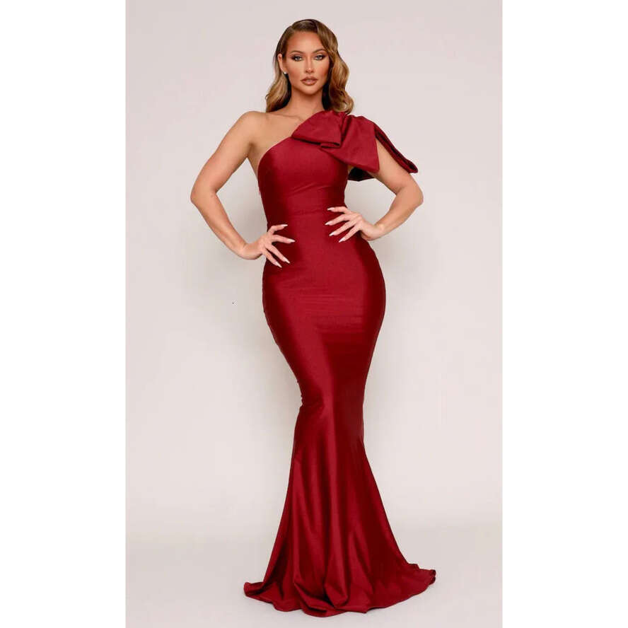 Arabic Plus Dubai Size Mermaid Dresses One Shoulder Satin Bow Knot Draped Pleats Formal Party Dress Pageant Engagement Celebrity Evening Gowns Custom