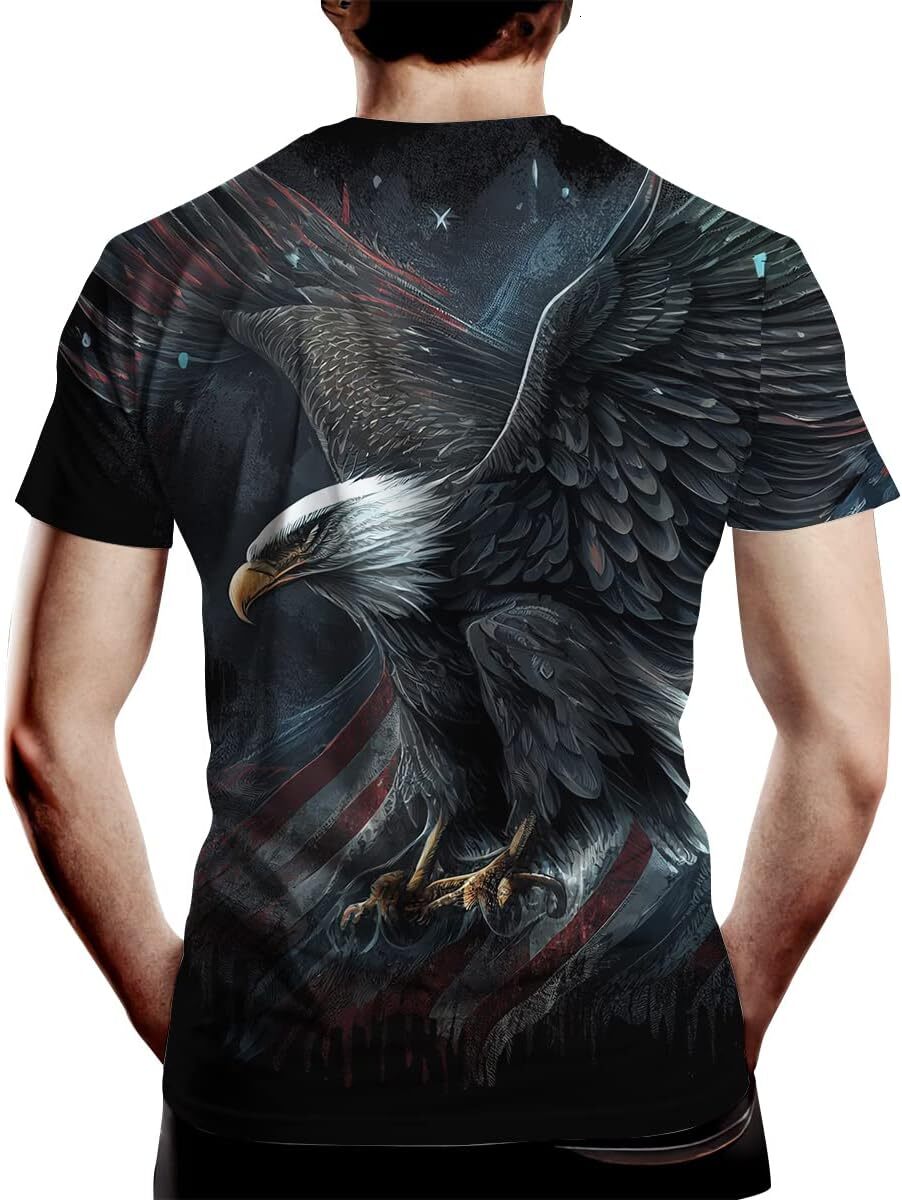 Mens T shirt Novelty American Flag T-Shirts for Men Skull Graphic Shirt with Short Sleeves tee Casual tops summer clothes Trendy patterns