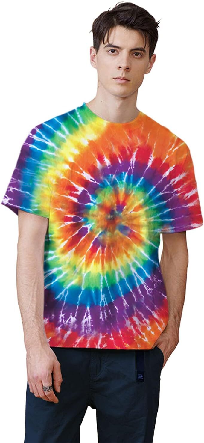 Mens T shirt Tie Dye Shirts for Men Women, Short Sleeve Mens Tie Dye Shirts, Mens Women Rainbow Tie Dye Casual tops summer clothes