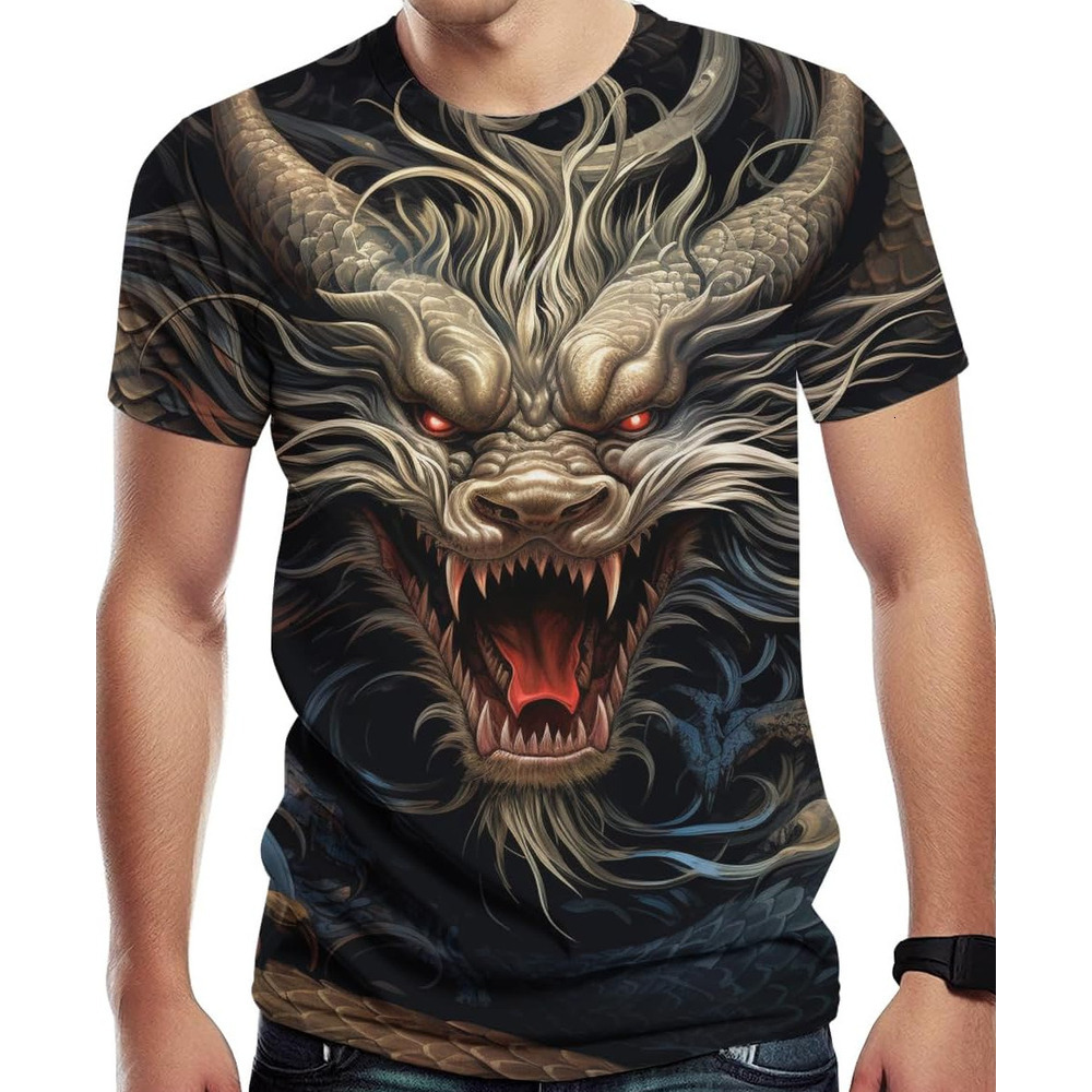 Mens T shirt Dragon Graphic T-Shirt for Men Novelty 3D Printed Short Sleeve Shirt Fashion Tee Top tee Casual tops summer clothes Fashionable and comfo