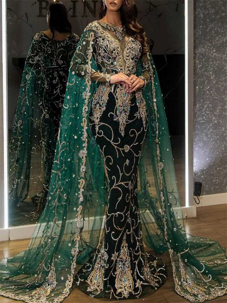 Long Sve Dress For Women 2023 New O Neck Clo Sves Vintage Chic Ele Slim Floor Length Evening DressesX241025