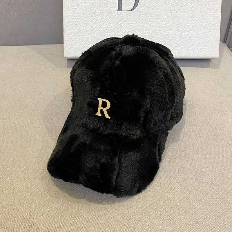 Plush winter warm baseball cap with adjustable buckle Gorros ladies letter truck cap outdoor windproof solid X241026