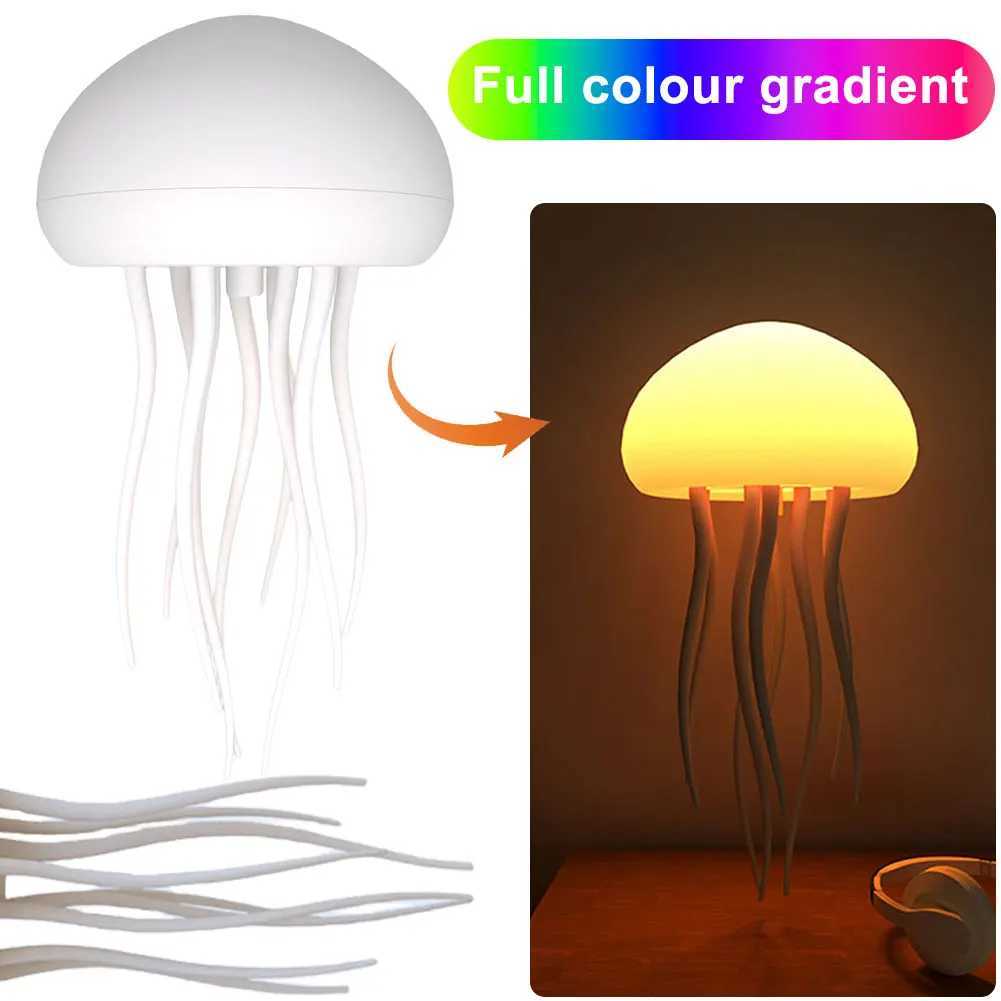 New Arrival Creative jellyfish lamp voice control RGB gradient cute jellyfish bedside lamp cartoon jellyfish night light childrens gift Z241025