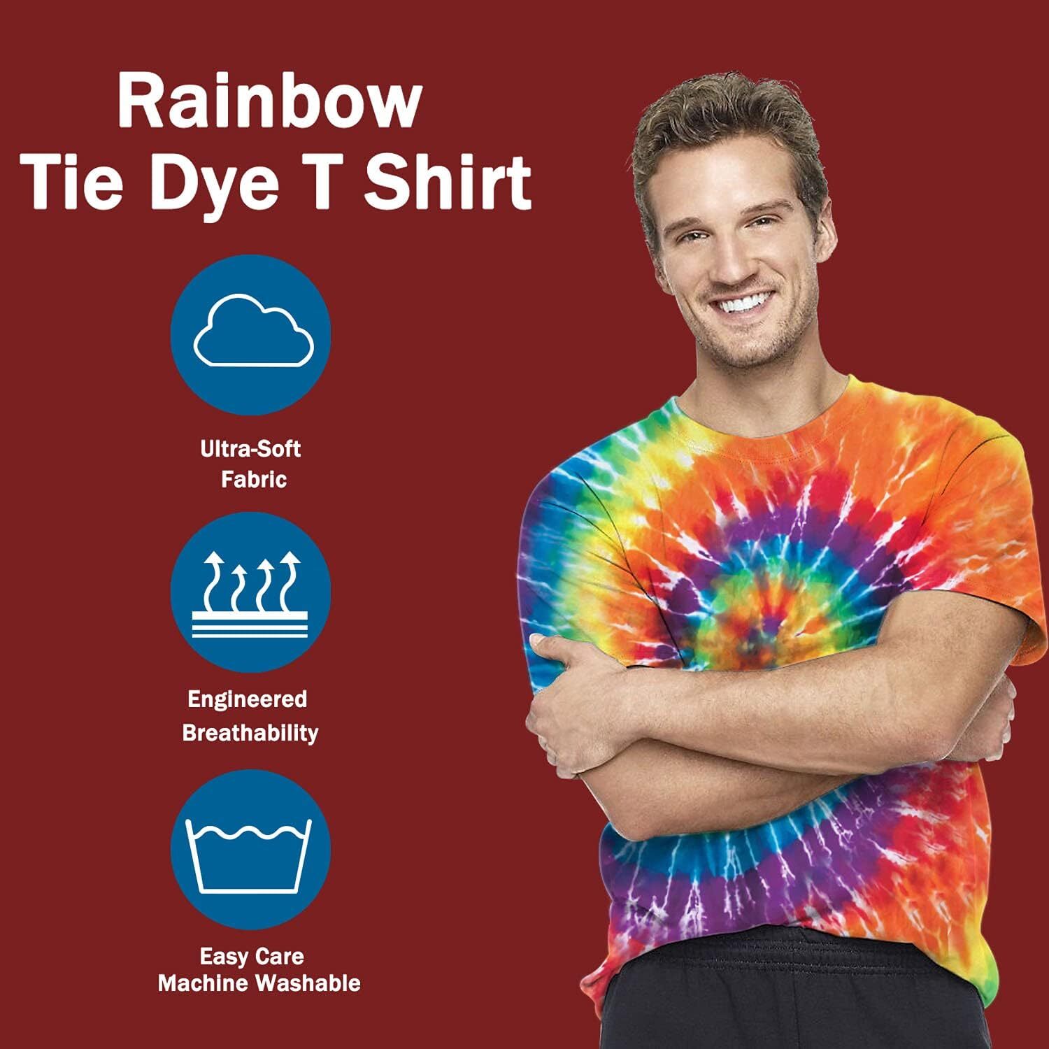 Mens T shirt Tie Dye Shirts for Men Women, Short Sleeve Mens Tie Dye Shirts, Mens Women Rainbow Tie Dye Casual tops summer clothes