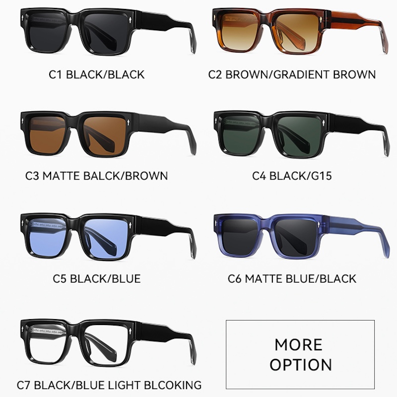 Square Polarized Sunglasses Men Luxury Sunglasses Fashion Clear Gradient Shades UV400 Women Rivets Thick Classic Sun Glasses Vintage Driving Fishing S