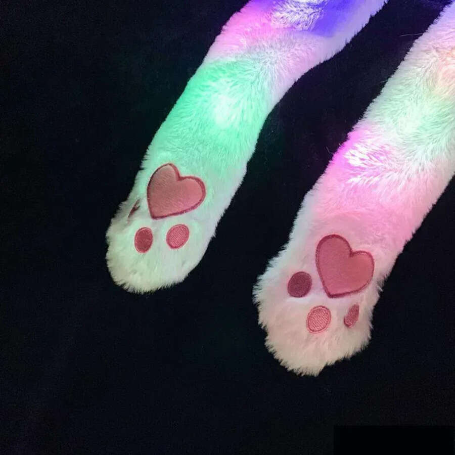 LED Light Up Plush Rabbit Funny Glowing And Ear Moving Bunny Cap For Women Girls Cosplay Christmas Party Holiday Hat G1113