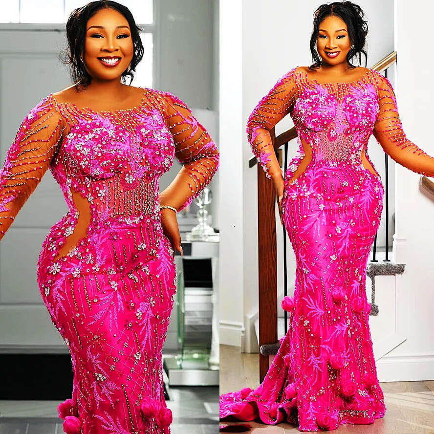 Fuia Ebi Aso Mermaid Prom Crystals Beaded Evening Formal Party Second Reception Brithday Engagement Gowns Dresses Robe De Soiree ZJ