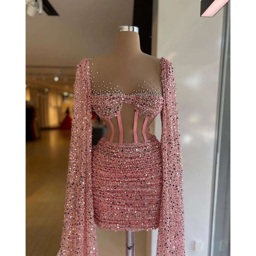 Sequins Sheath Fabulous Evening Elegant With Cape Illusion Bodice Prom Dress Pleats Beaded Formal Dresses For Women Es