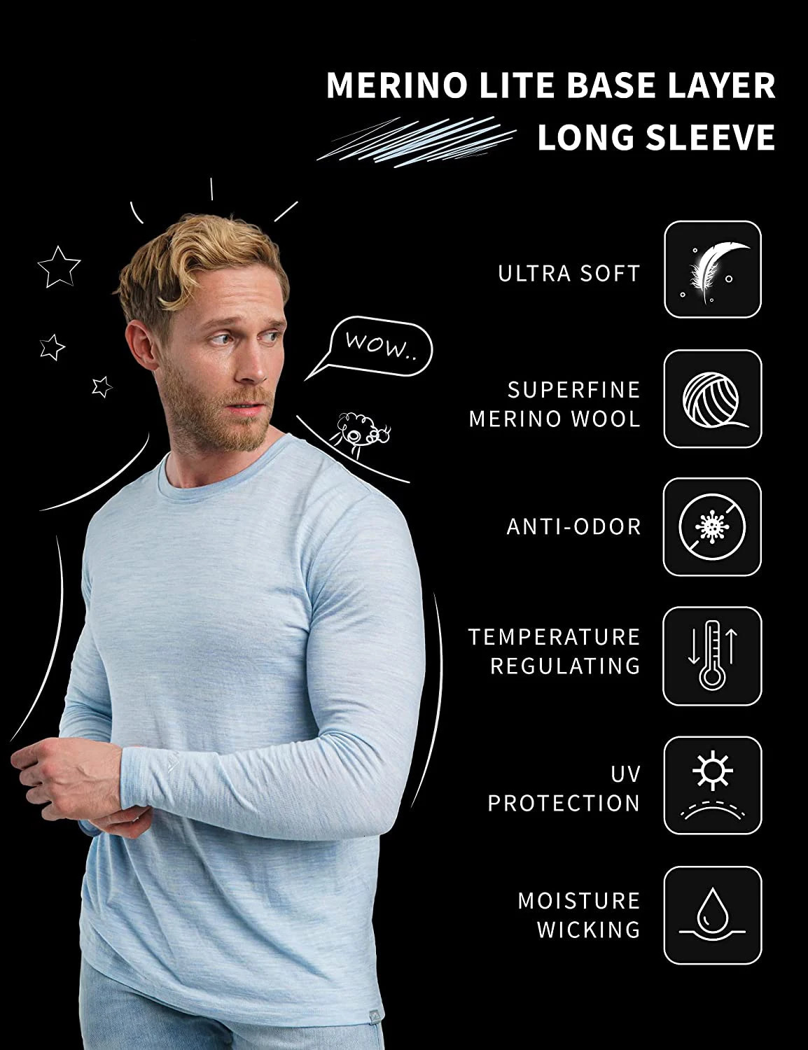 100% Merino wool base mens Merino wool long sleeved 240G heatstroke underwear willow breathable tophiking socks 241025