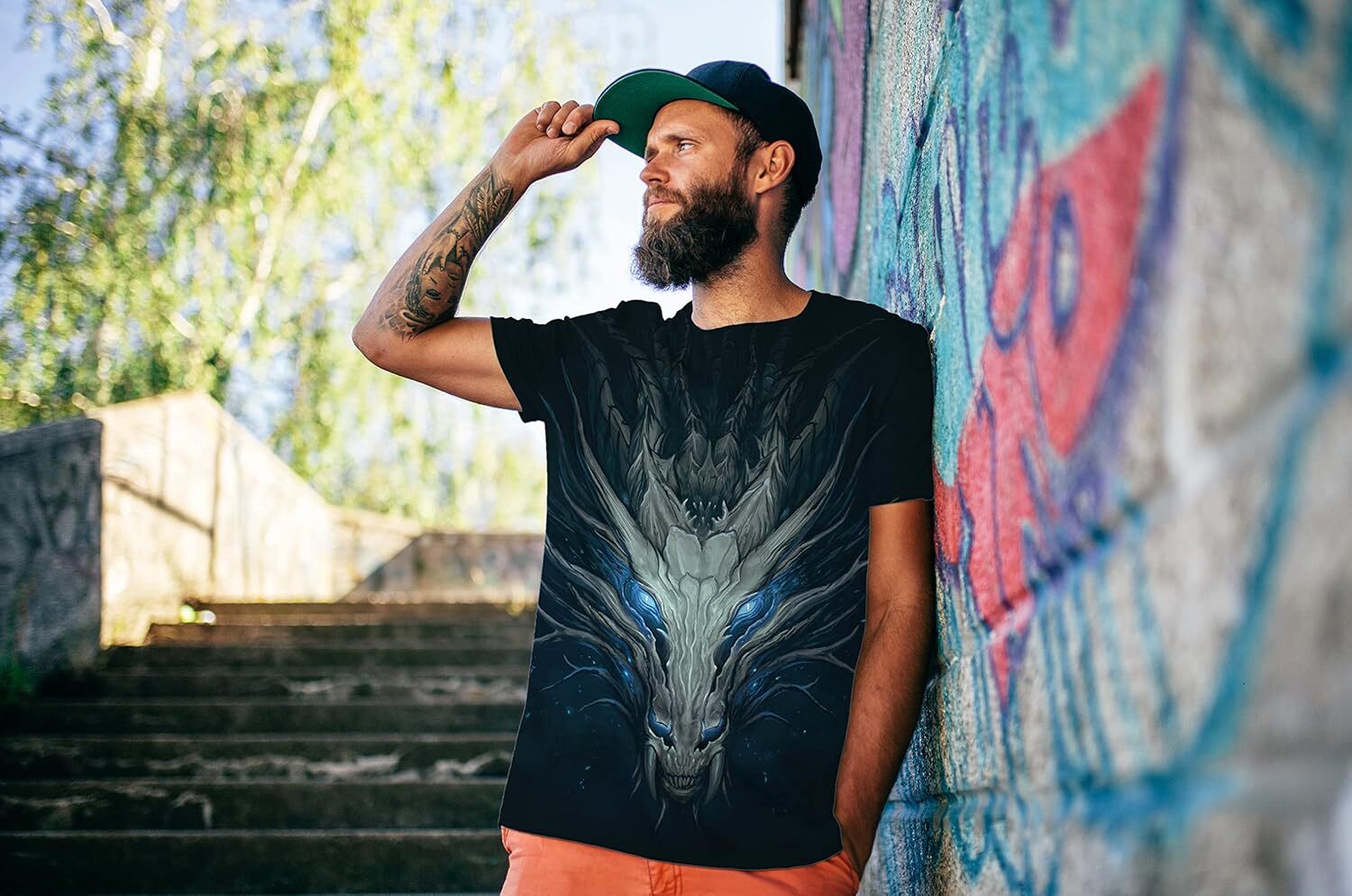 Mens T shirt Cute Dragon Tshirt Men Fantasy Apparel Animal Graphic T Shirts tee Casual tops summer clothes Fashionable and comfortable cool