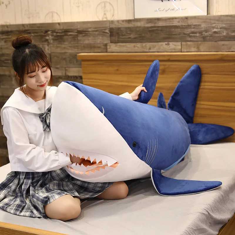 Large sized soft silation shark plush toy sleeping cute cushion stuffed animal gift Free shipping