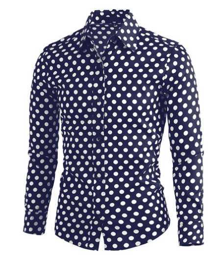 2024 Summer Mens Button Up Shirt Black and White Long Sleeve Collar Polka Dots for Daily Use Pretending Fashion Leisure andXJ240812