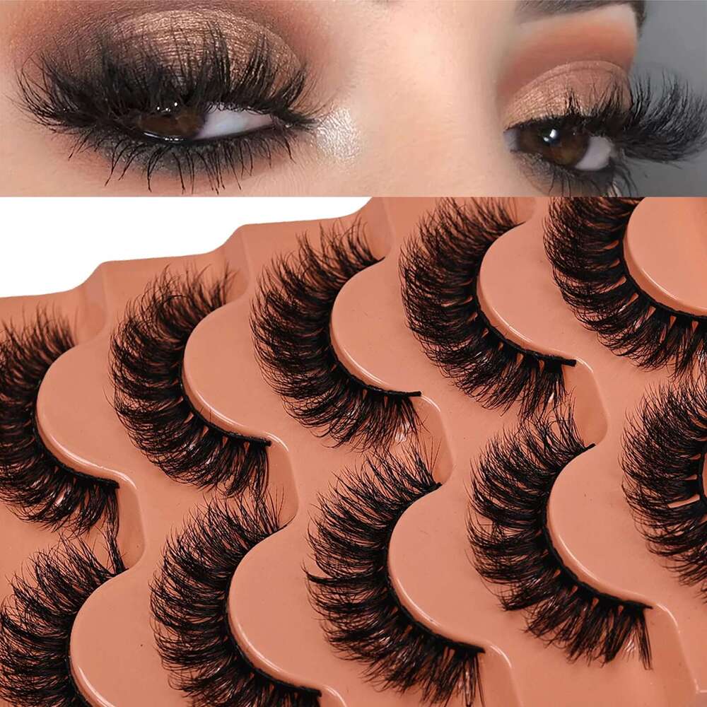 5 Pairs dramatic fake eyelashes 3D False D Curg Fluffy Soft Cross Manga Lashes Wispy Natural Eyelash Extension