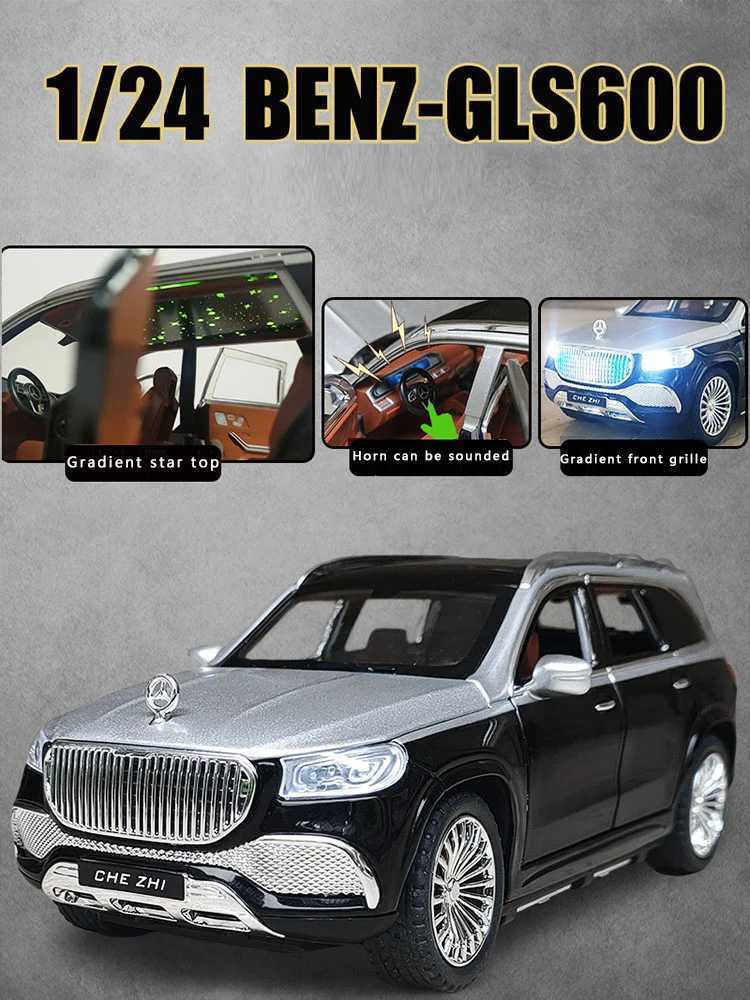 High Quality 1 24 Mercedes Maybach Gls600 alloy car model sound and light pull back toy car SUV off-road vehicle boy series decorative gift T241025