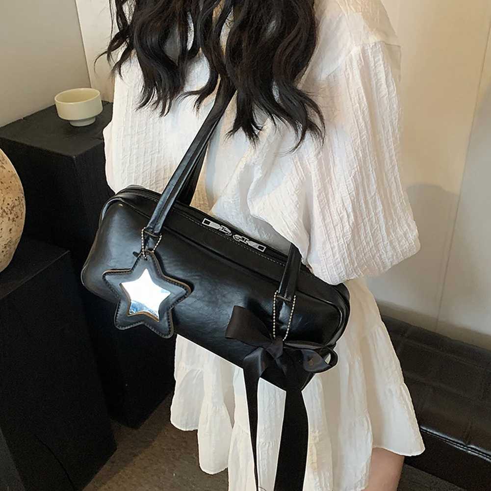 Fashion Womens High-end Bow Bag Casual Versatile Portable Large-capacity Storage Square Bag Korean Niche Shoulder Underarm Bag Y250603