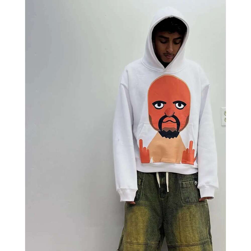 American Retro Tongue Printing Hooded Pure Cotton Sweatshirt Men s and Women Loose Top streetwear haikyuu Y K clothing promo