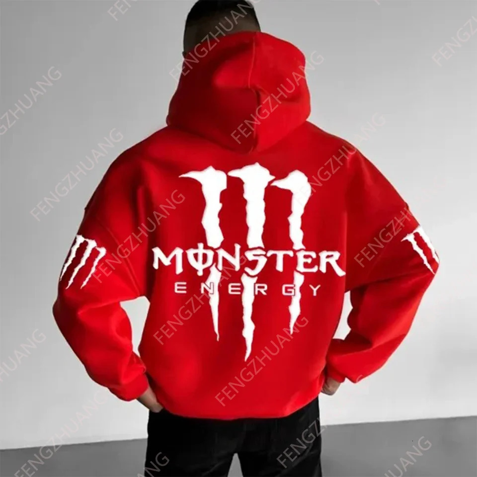 Mens Hiphop Hooded Sweatshirt With Colorful Paw Print On The Back High Street Top Harajuku Gothic Style Hooded Sweatshirt 241024