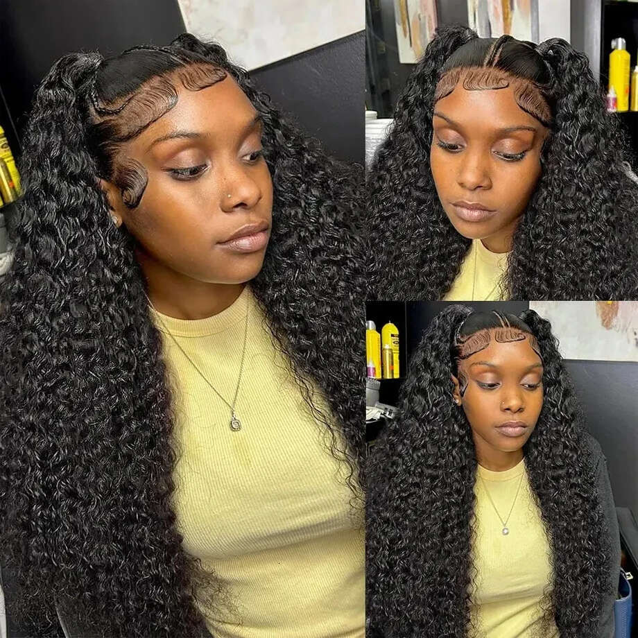 Kinky Curly x Lace Front Human Hair Wigs For Women inch Indian Deep Frontal Wig Wet And Wavy Closure