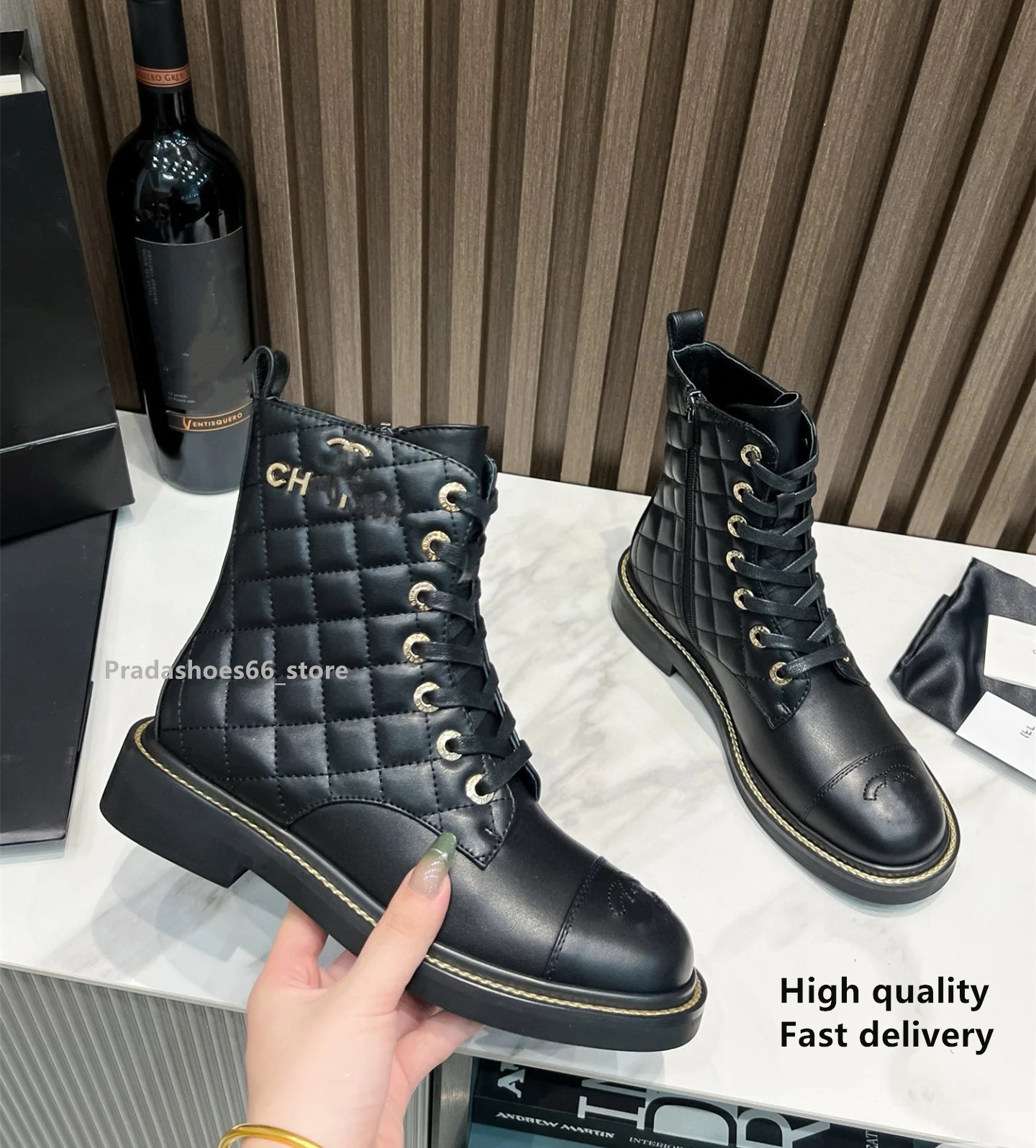 Paris Womens Ankle Boots 2024 chan Thick Bottom Platform Woman Shoes Zipper Fashion Female Luxury Designer Boot Casual MartinBoots cchanelBoots combat Boots cd