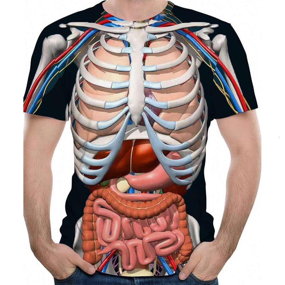 Mens T shirt Halloween T-Shirt Body Anatomy Internal Organ 3D Print T-Shirt Crewneck Short Sleeve Funny Top tee Casual tops summer clothes