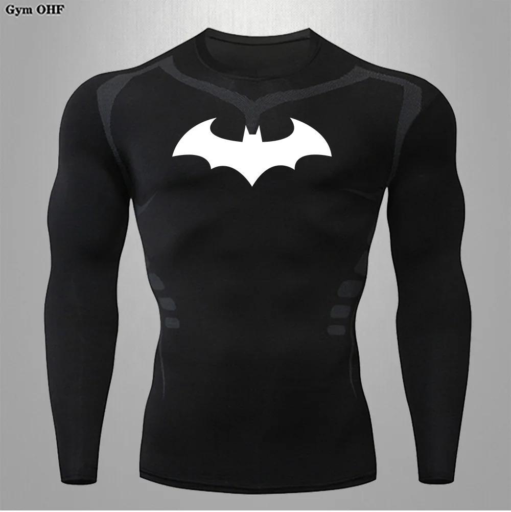 Compression Shirt Mens Long Sleeve Running TShirt Sun Protection Second Skin Breathable Quick Dry Rashgarda Top Sports Man Bat 241025