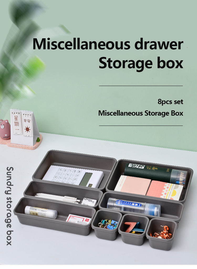 New 8Pcs/Set Adjustable Drawer Organizer Trays Make Up Cosmetics Sundries Divider Holder Kitchen Bathroom Closet Jewellery Box