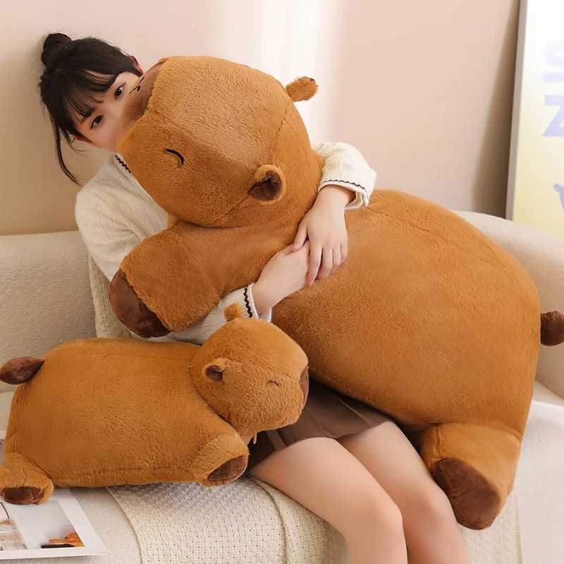 Giant Kaii Capybara plush doll floor mat Qu animal brown Capybara plush carpet home decoration gifts for boys and girlsW241025