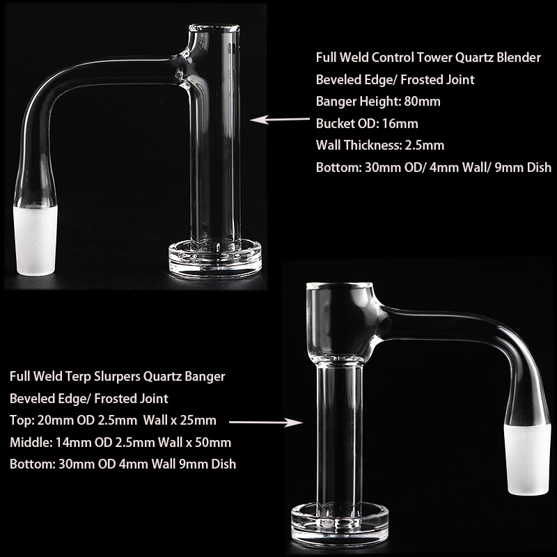 Full Weld Beveled Edge Smoking Accessories Terp Slurpers And Control Tower Quartz Banger 10mm 14mm 45 90 Degree For Dab Rigs Water Pipes