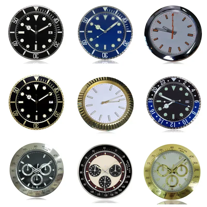 Metal Home Decoration Clocks Modern Design Quartz Large Wall Watch Stainless Steel With Date Luminous Silent Sweeping Hands