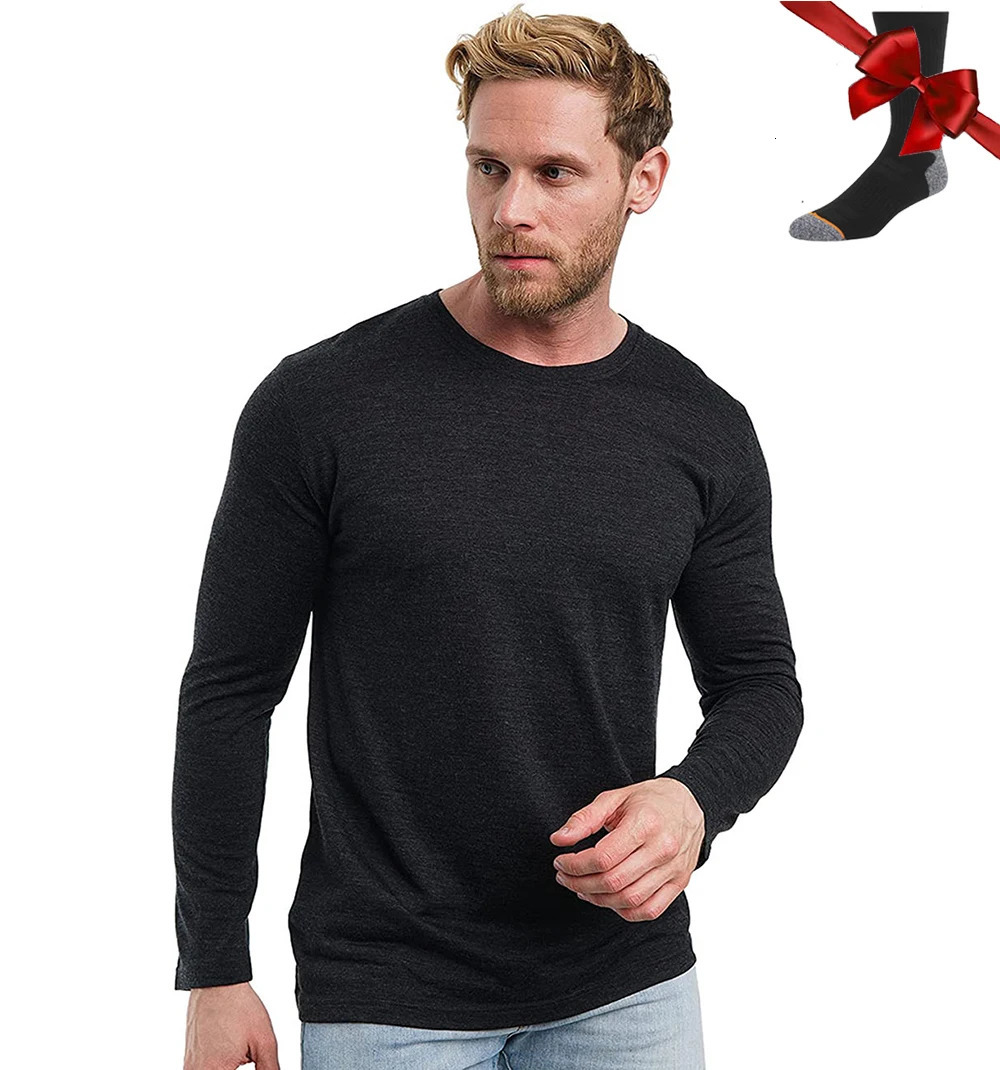 100% Merino wool base mens Merino wool long sleeved 240G heatstroke underwear willow breathable tophiking socks 241025