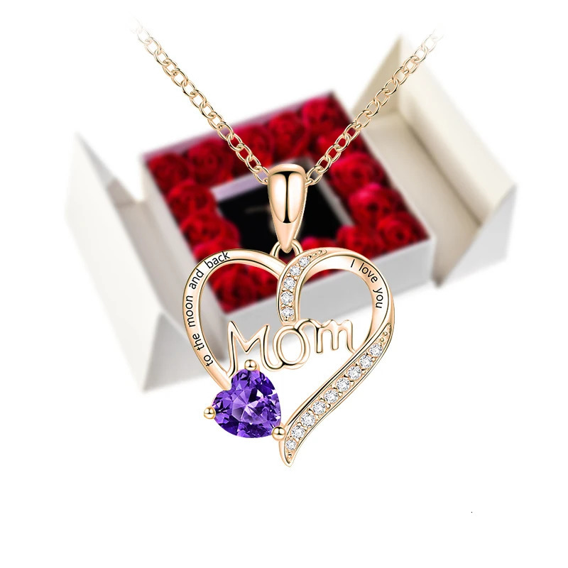 Womens jewelry pendant necklace/w soap eternal rose gift box Mothers Day necklace jewelry wedding anniversary gift 241025
